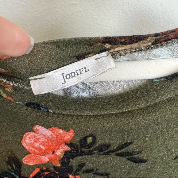 Jodifl womens long sleeve knot front green floral top (187) - Picture 6 of 7